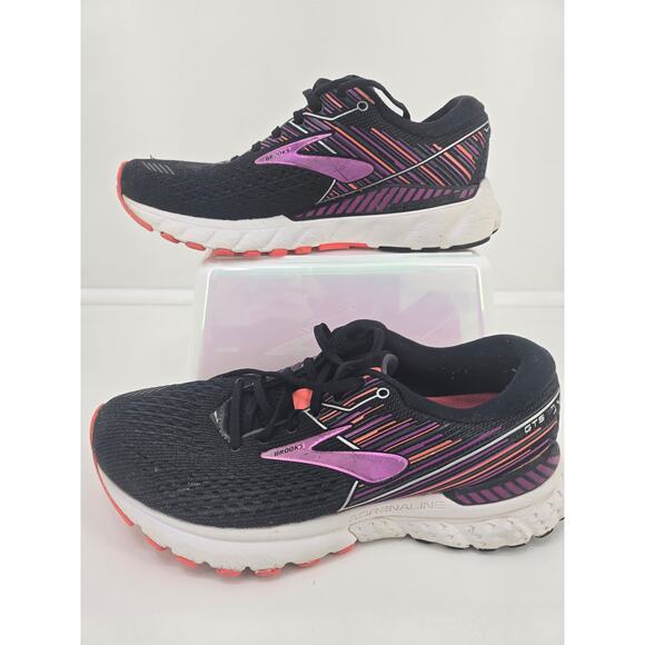 Brooks Adrenaline GTS 19 Women’s Running Shoes Black Pink US 8 B - Picture 1 of 8
